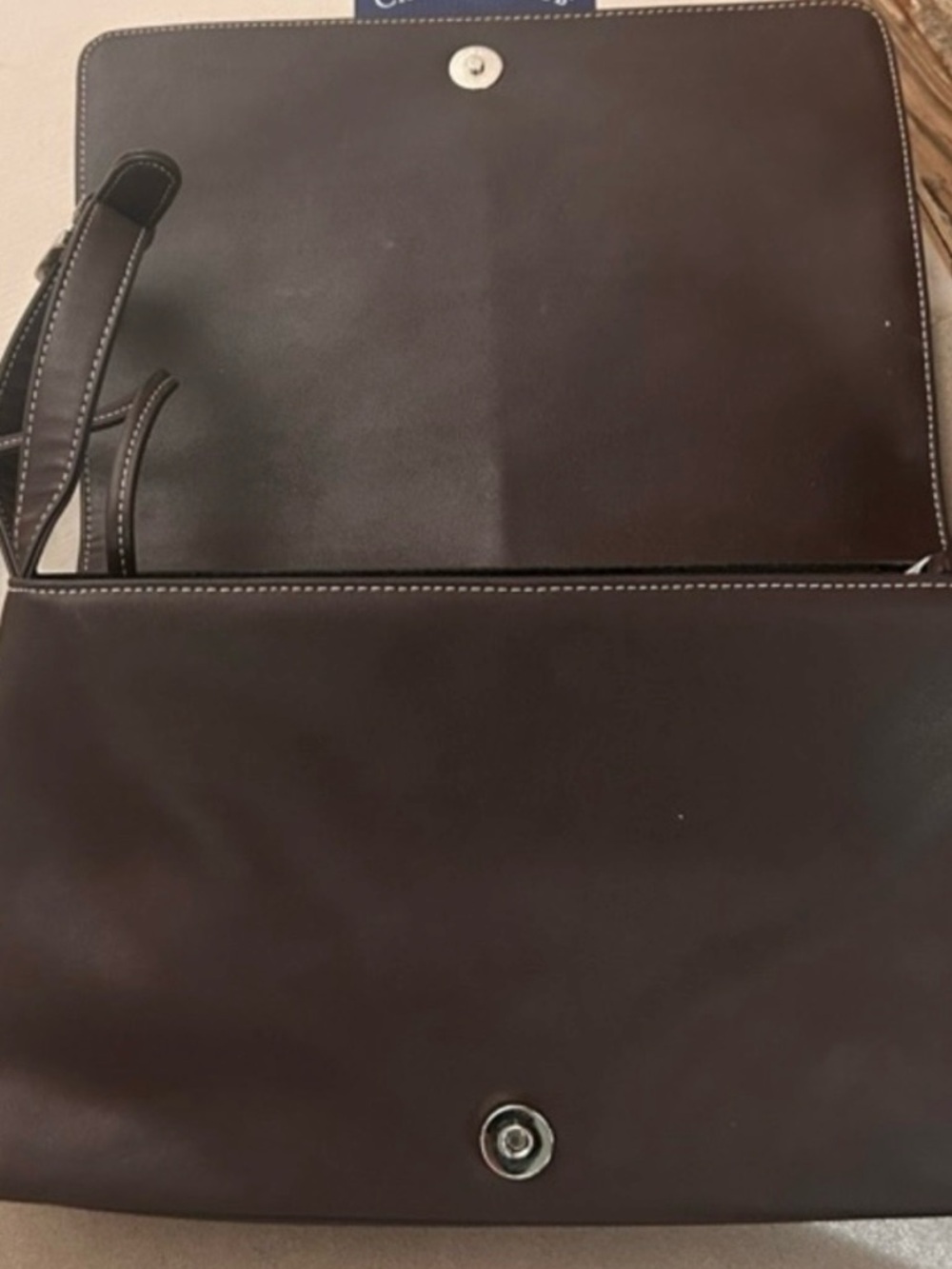 Charter Club Dark Brown Leather Bag Removable Pouch Just Gorgeous unisex .
